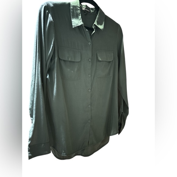 Express Olive Button Down Shirt - Picture 3 of 3